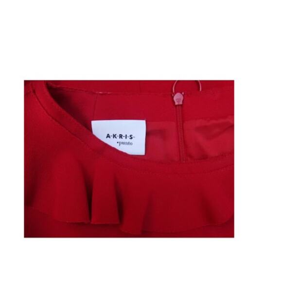 Akris Punto Jersey Sleeveless Ruffle Dress Size 6 US in Red NWT - Picture 4 of 8